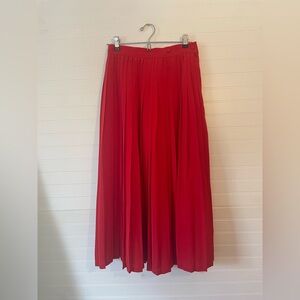 Alexon Red Pleated A-Line Midi Skirt Size US 6 Holiday